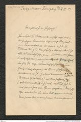 Nachlass Franz Steindachner, Brief von M. Braun an Franz Steindachner (17.11.1904), Inv.Nr. 55.02, Seite 1
